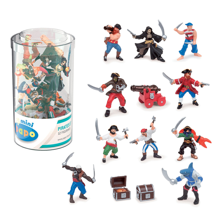 Mini PLUS Pirates & corsaires (Tube, 12 pcs) Papo en PVC, Collection MINI PAPO, jouet éducatif idéal pour enfants