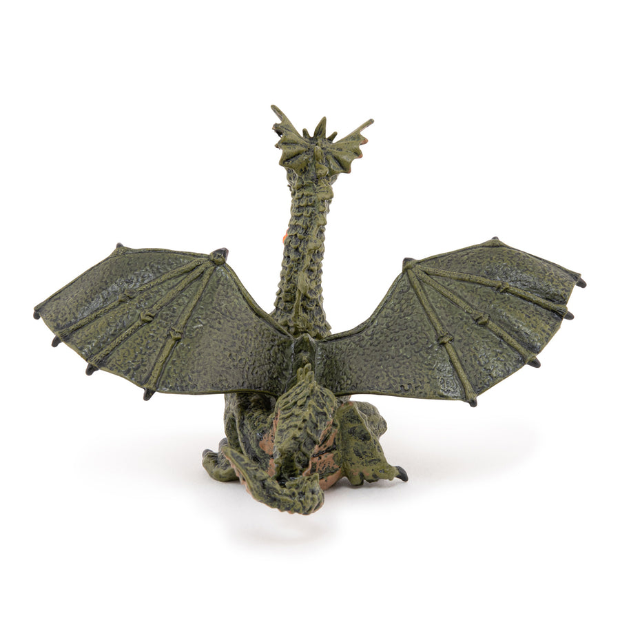 Figurine Dragon ailé vert avec flamme Papo en PVC, Collection Monde enchanté, jouet éducatif idéal pour enfants