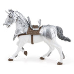 Cheval en armure Papo en PVC, Collection Médiéval, jouet éducatif idéal pour enfants et collectionneurs