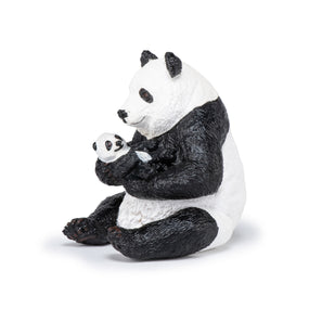 Panda assis et son bébé Papo en PVC, Collection Animaux sauvages, jouet éducatif idéal pour enfants et collectionneurs