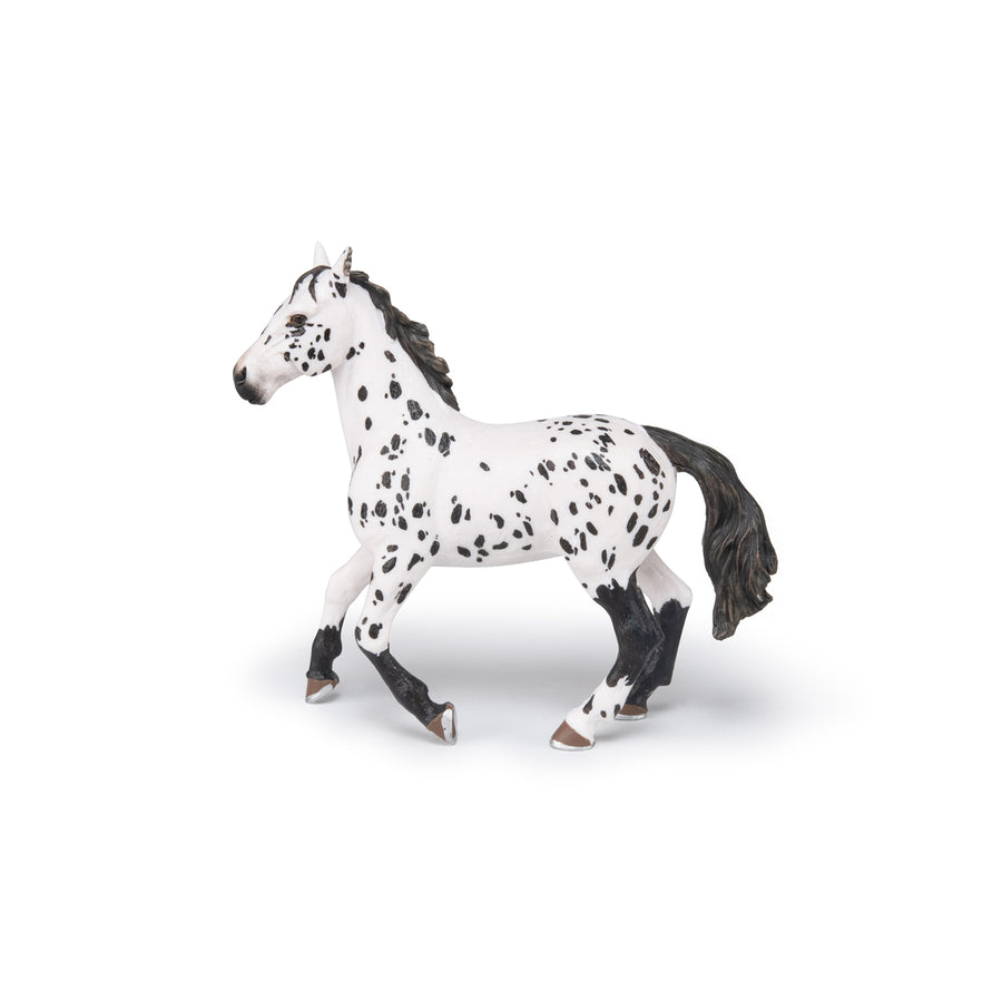 Cheval appaloosa noir Papo en PVC, Collection chevaux, jouet éducatif idéal pour enfants et collectionneurs
