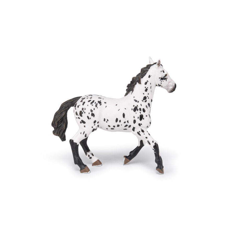 Cheval appaloosa noir Papo en PVC, Collection chevaux, jouet éducatif idéal pour enfants et collectionneurs