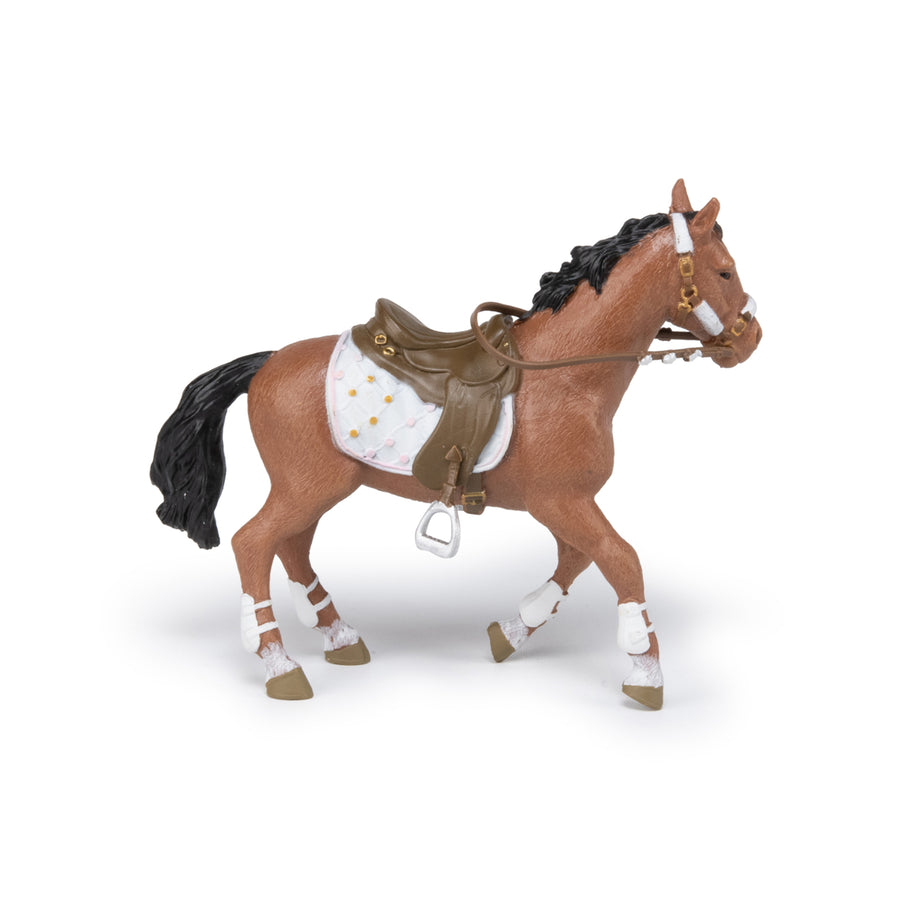 Figurine Cheval de la cavalière fashion hiver Papo en PVC, Collection chevaux, jouet éducatif idéal pour enfants et collectionneurs