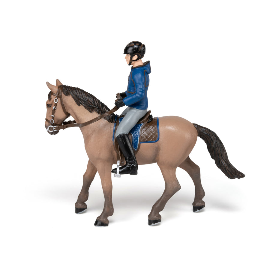 Figurine Cheval de promenade et son cavalier Papo en PVC, Collection chevaux, jouet éducatif idéal pour enfants et collectionneurs