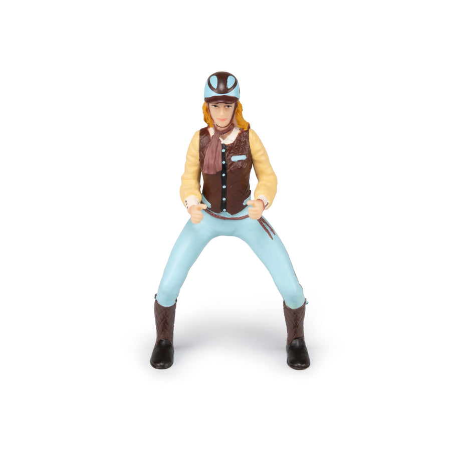 Figurine Cavalière fashion bleue Papo en PVC, Collection chevaux, jouet éducatif idéal pour enfants et collectionneurs