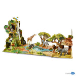 La savane Papo en carton renforcé, Collection Animaux sauvages, décor pour figurines, idéal pour enfants